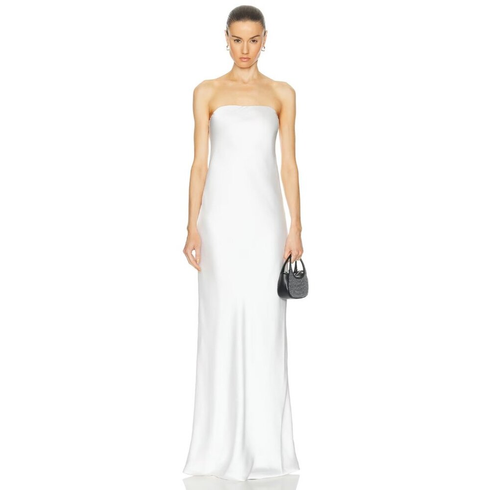 Norma Kamali Bias Strapless Gown Snow White Long Dress